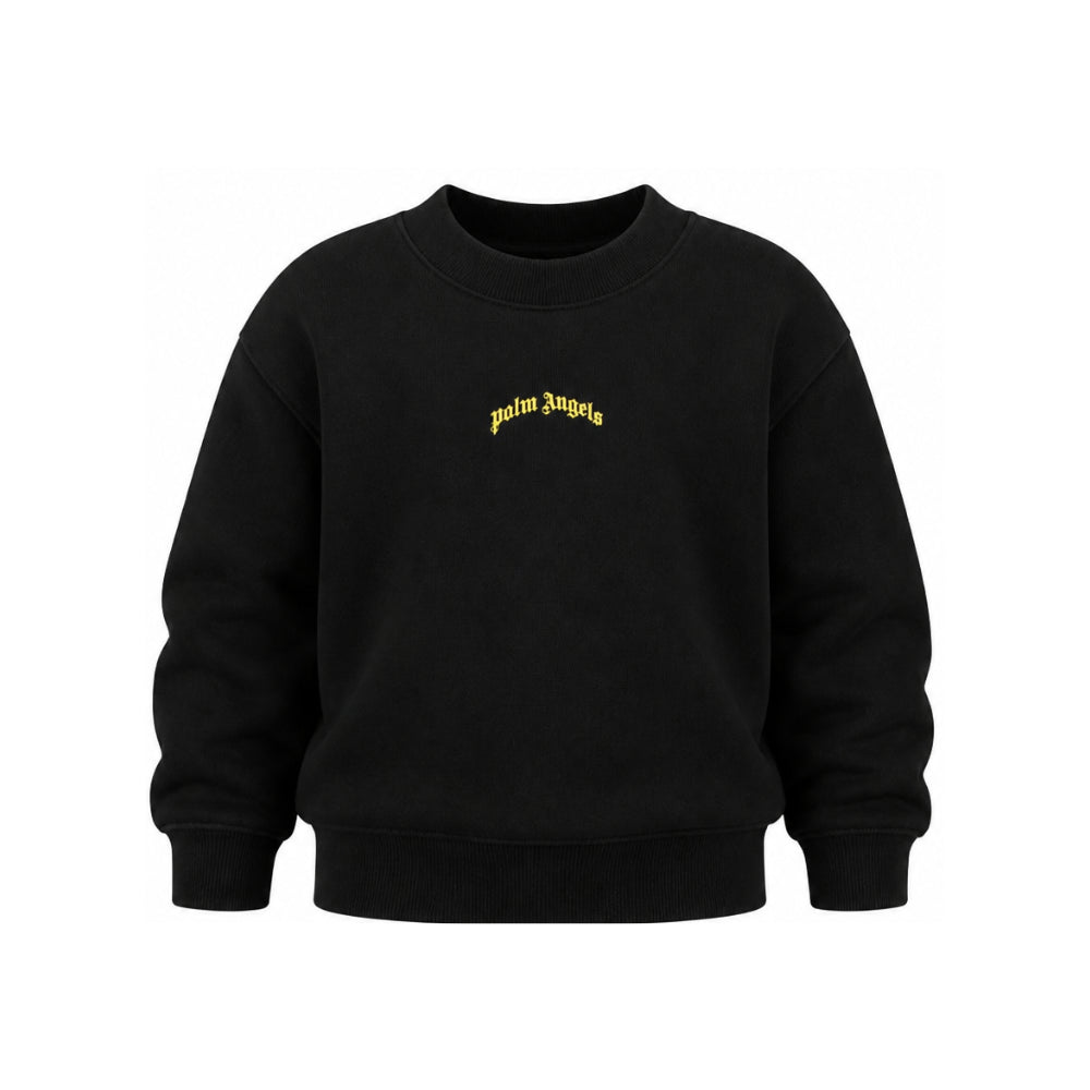 Felpa per bambini Palm Angels Kids nera con stampa logo sul retro F6PAJBSW140 110 PALM ANGELS KIDS