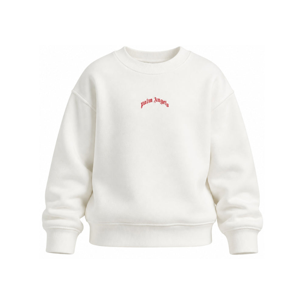 Felpa per bambini Palm Angels Kids bianca con stampa logo sul davanti F6PAJBSW140 412 PALM ANGELS KIDS