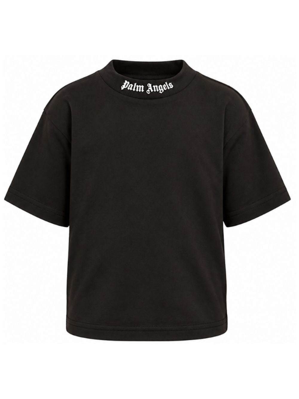 T-shirt per bambino Palm Angels Kids nera con logo sul davanti F6PAJBTH012 110 PALM ANGELS KIDS