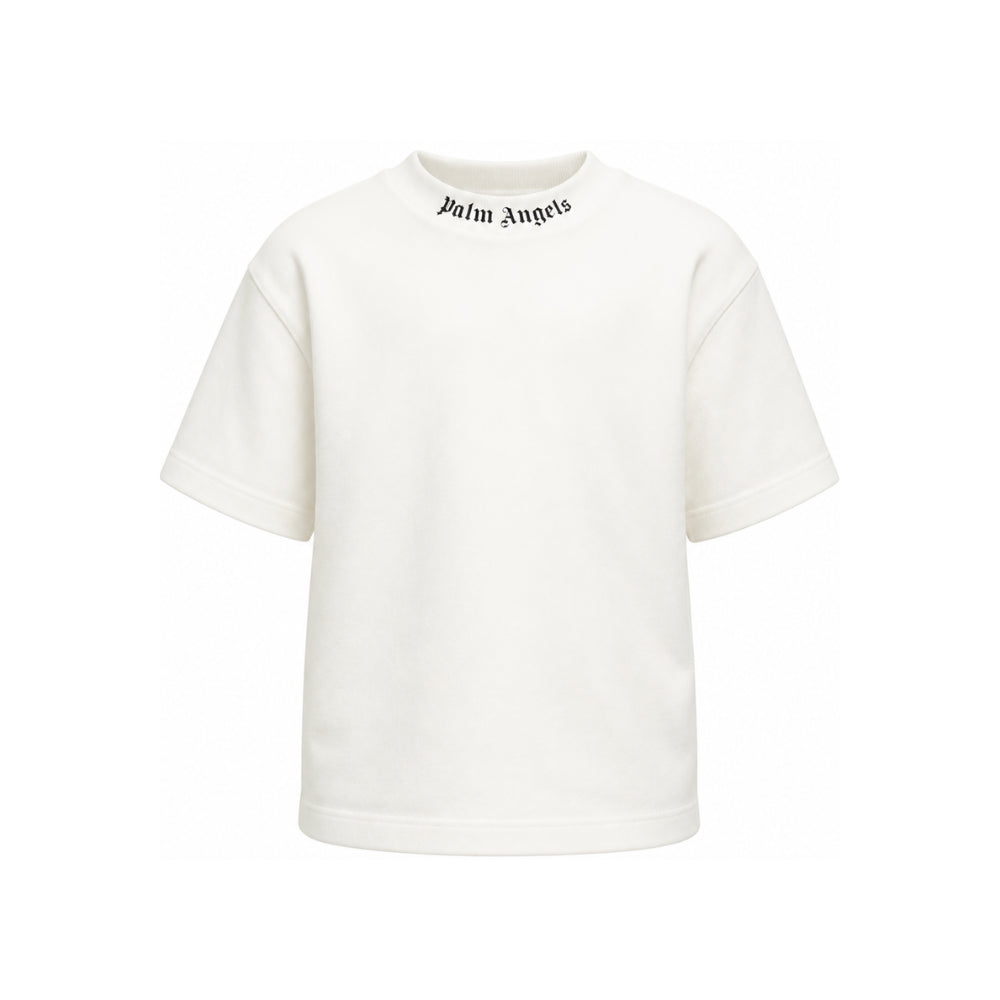 T-shirt per bambino Palm Angels Kids bianca con logo sul davanti F6PAJBTH012 412 PALM ANGELS KIDS