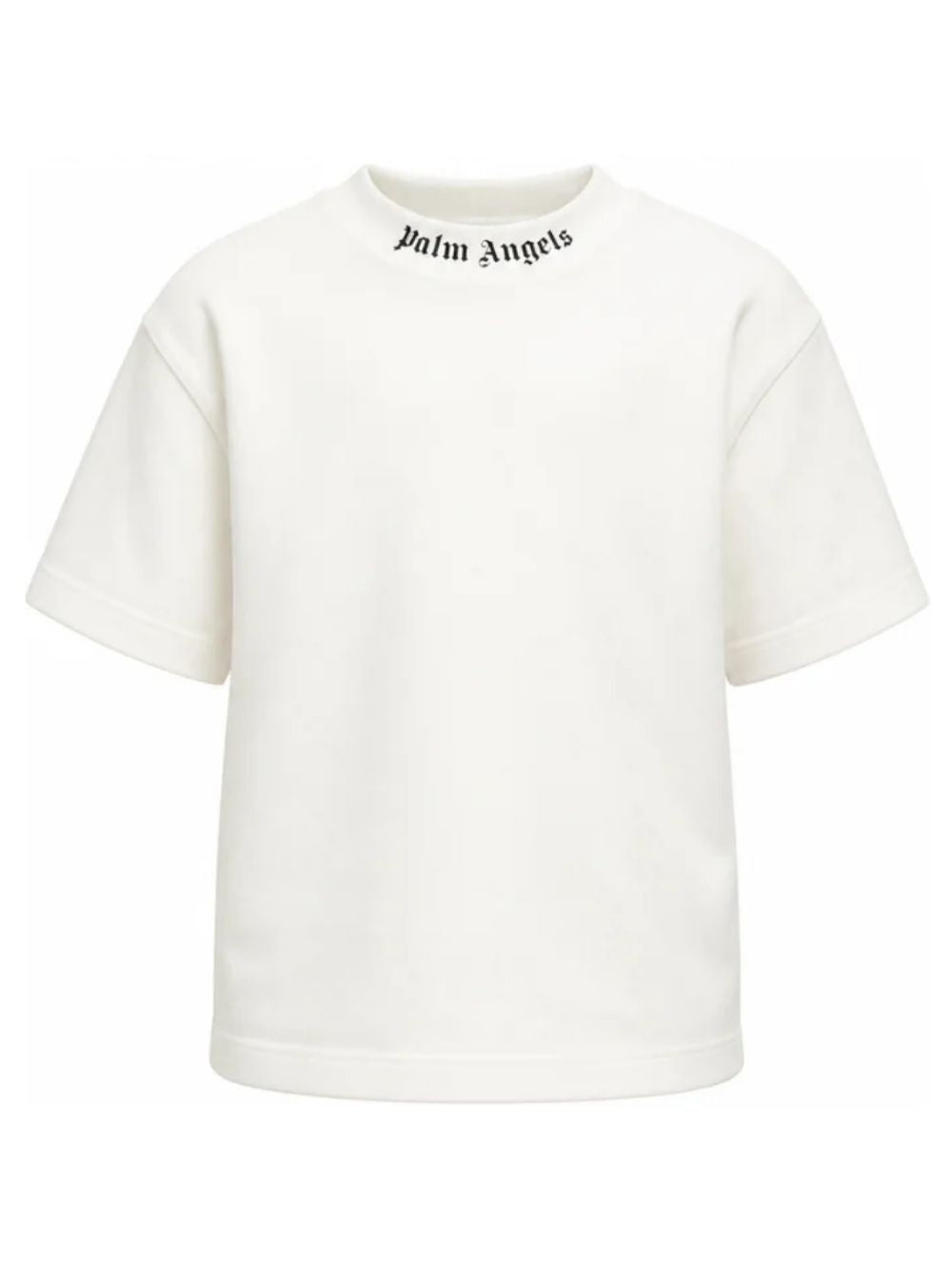 T-shirt per bambino Palm Angels Kids bianca con logo sul davanti F6PAJBTH012 412 PALM ANGELS KIDS