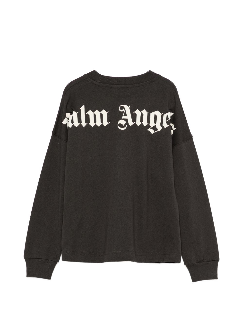 T-shirt per bambino Palm Angels Kids nera con logo sul girocollo F6PAJBTH013 110 PALM ANGELS KIDS