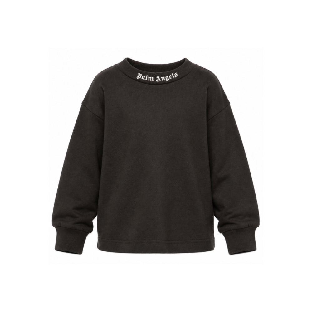 T-shirt per bambino Palm Angels Kids nera con logo sul girocollo F6PAJBTH013 110 PALM ANGELS KIDS