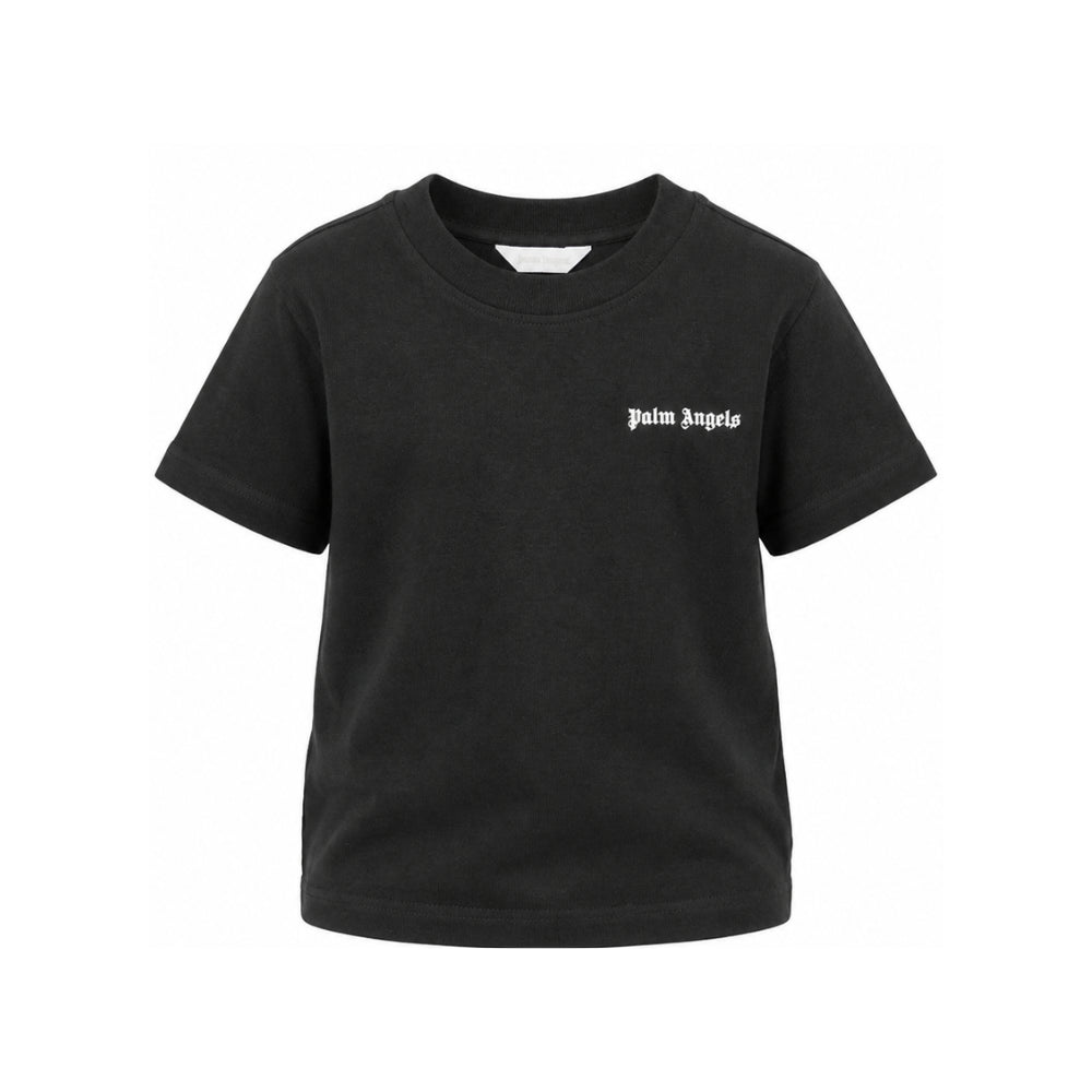T-shirt per bambino Palm Angels Kids nera con stampa logo sul davanti F6PAJBTH026 110 PALM ANGELS KIDS