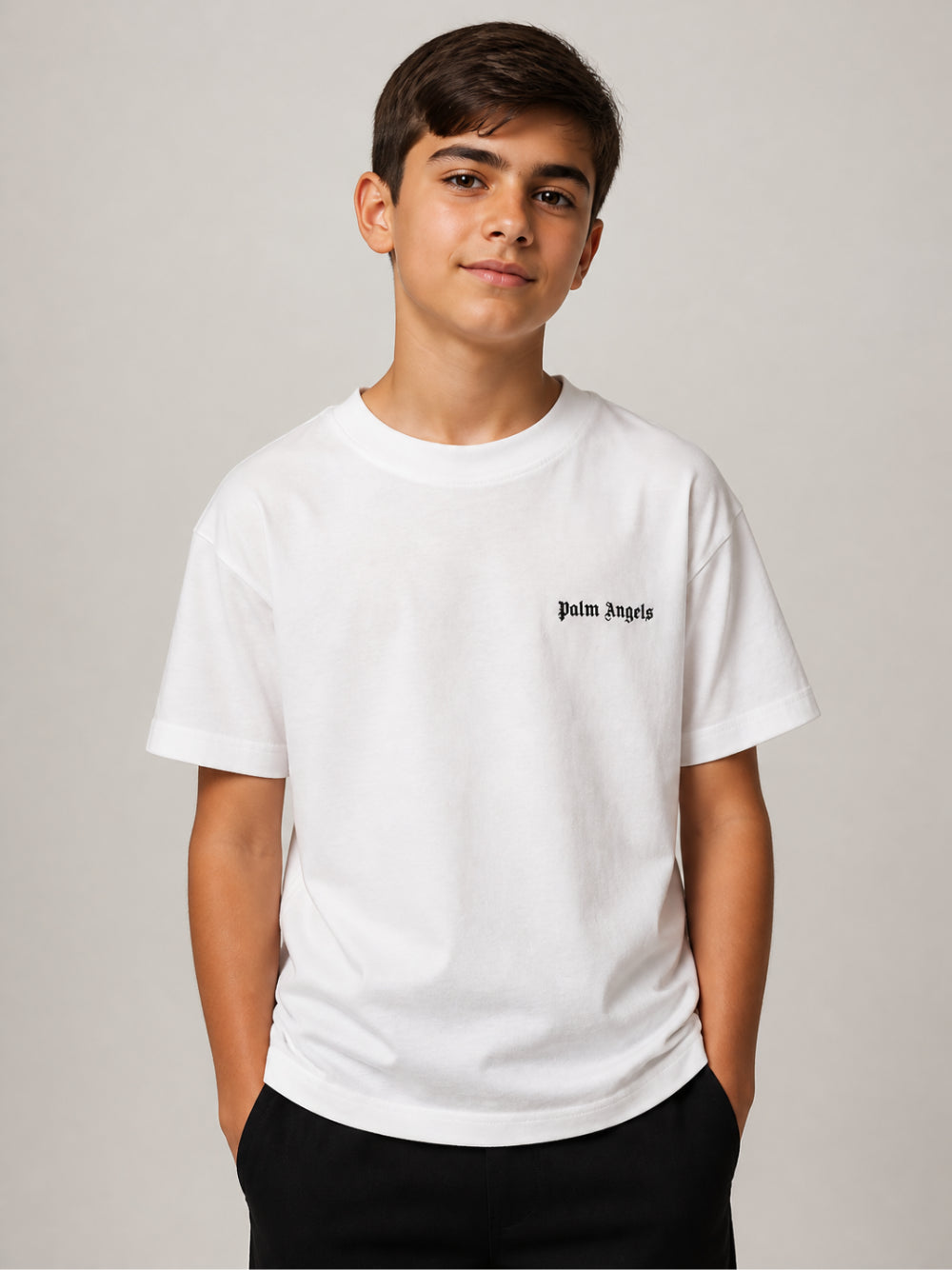 T-shirt per bambino Palm Angels Kids bianca con stampa del logo F6PAJBTH026 412 PALM ANGELS KIDS