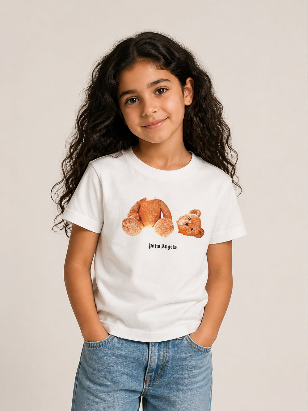 T-shirt per bambini Palm Angels Kids bianca con stampa grafica F6PAJBTH061 412 PALM ANGELS KIDS