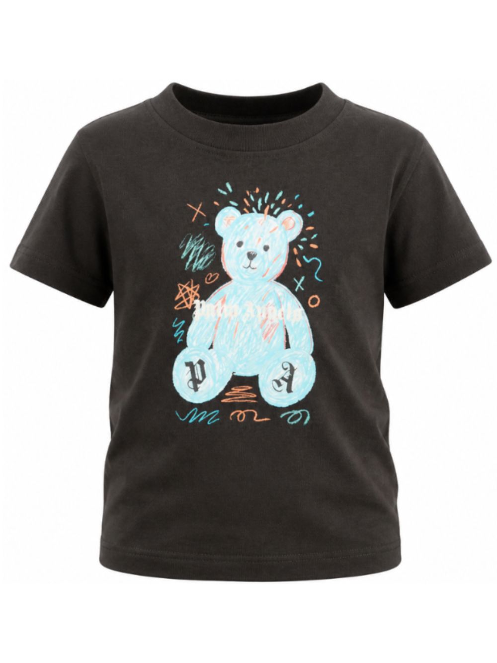T-shirt per bambini Palm Angels Kids nera con stampa orsetto sul davanti F6PAJBTH103 110 PALM ANGELS KIDS