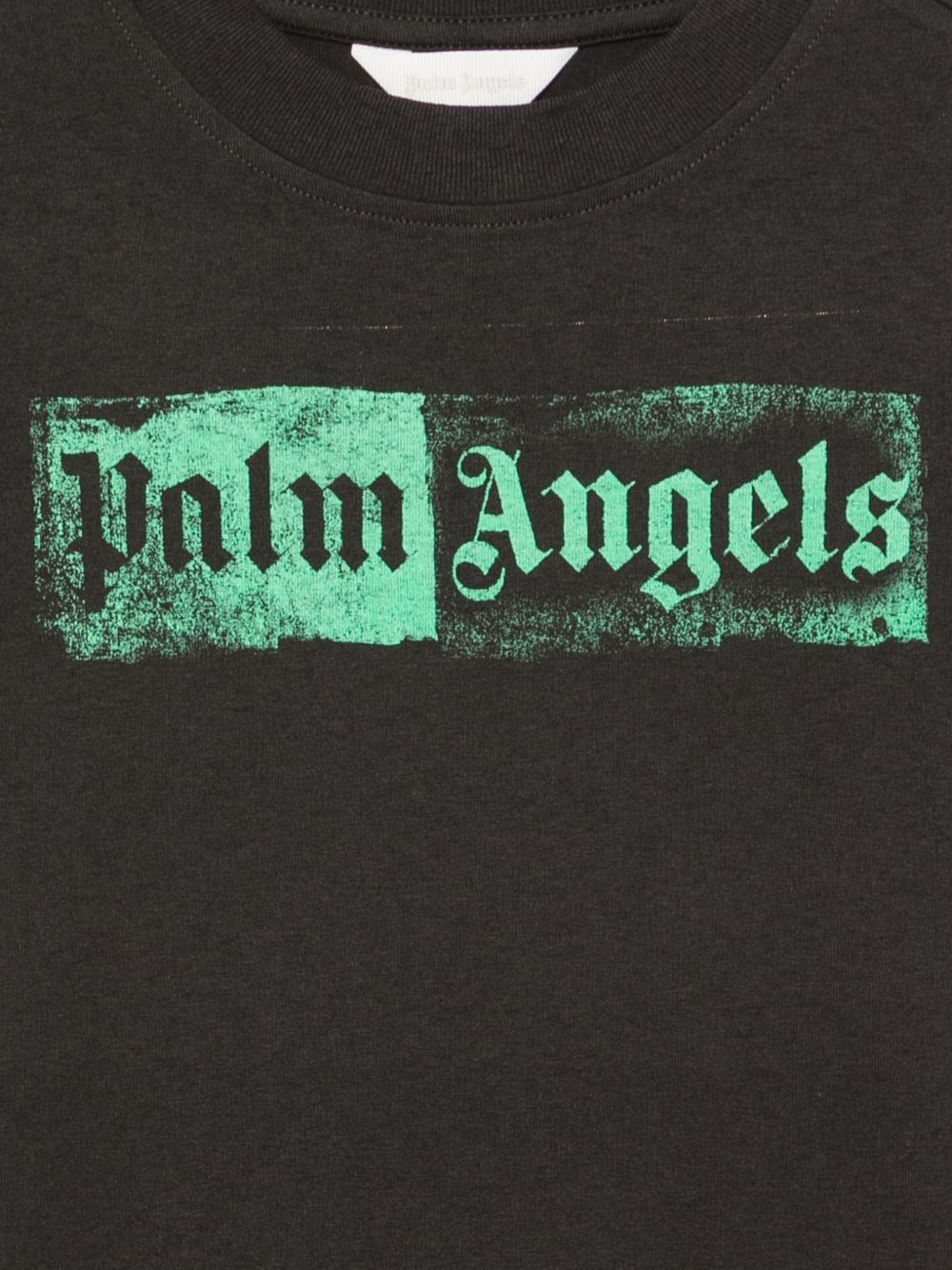 T-shirt per bambino Palm Angels Kids nera con stampa logo sul davanti F6PAJBTH113 110 PALM ANGELS KIDS