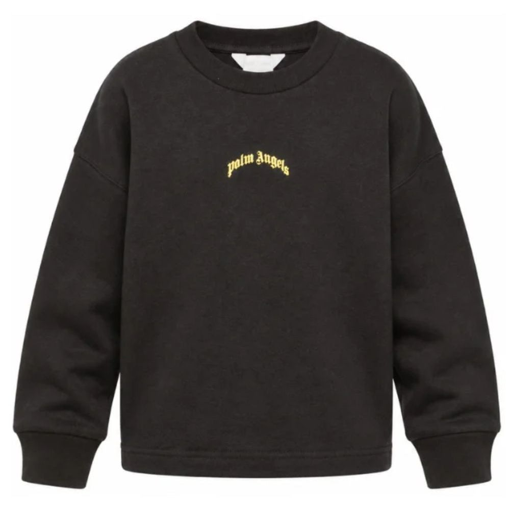 Felpa per bambino Palm Angels Kids nera con stampa logo sul davanti F6PAJBTH141 110 PALM ANGELS KIDS
