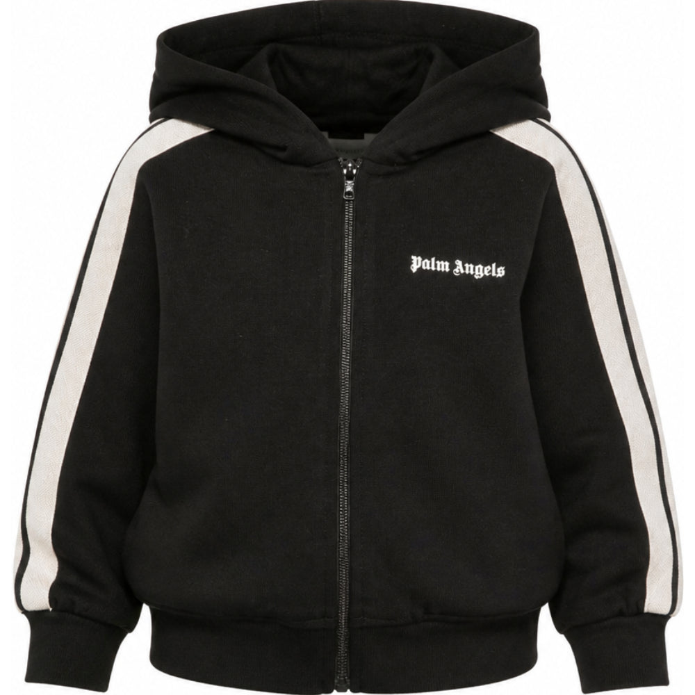 Felpa per bambino Palm Angels Kids nera con bande laterali F6PAJBZH019 110 PALM ANGELS KIDS