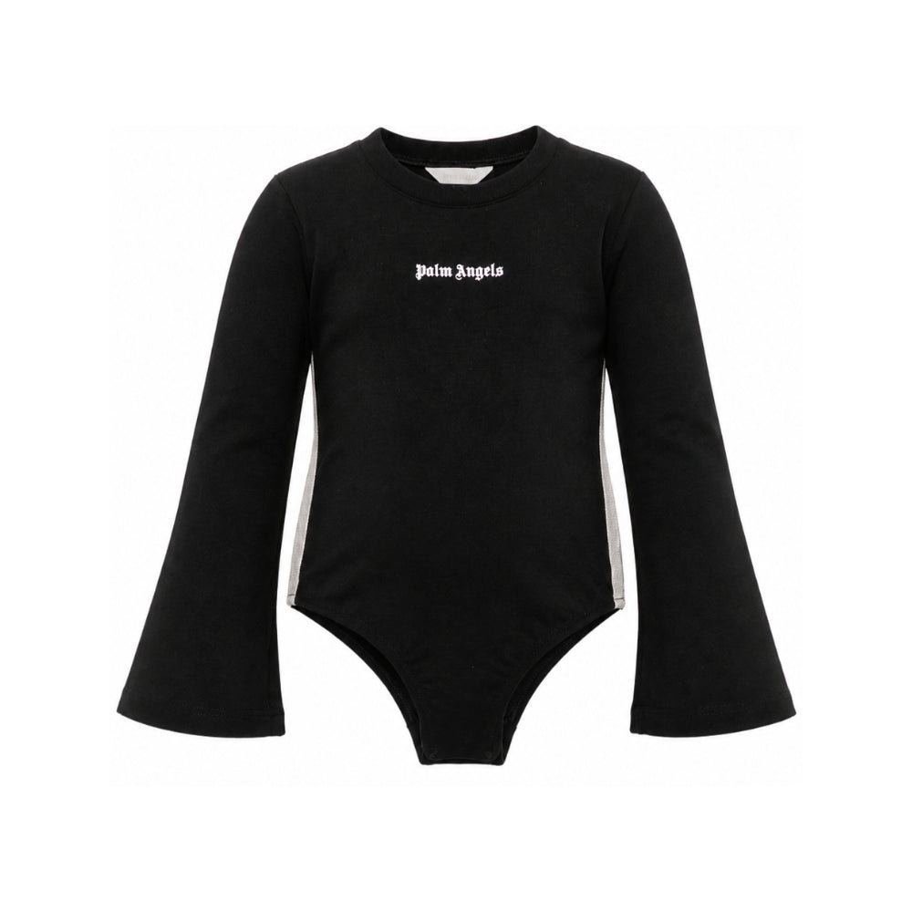 Body per bambina Palm Angels Kids nero con stampa logo sul davanti F6PAJGBY042 110 PALM ANGELS KIDS