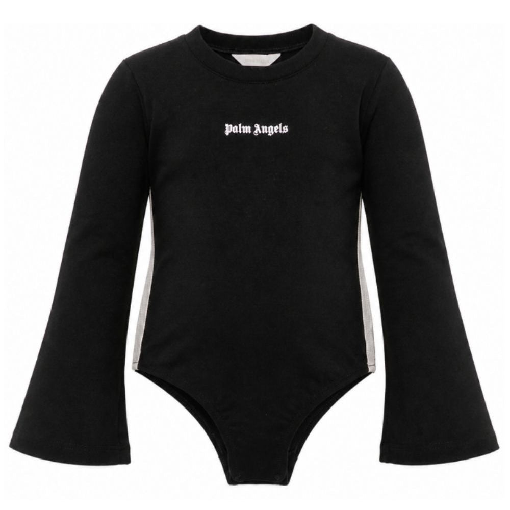 Body per bambina Palm Angels Kids nero con stampa logo sul davanti F6PAJGBY042 110 PALM ANGELS KIDS