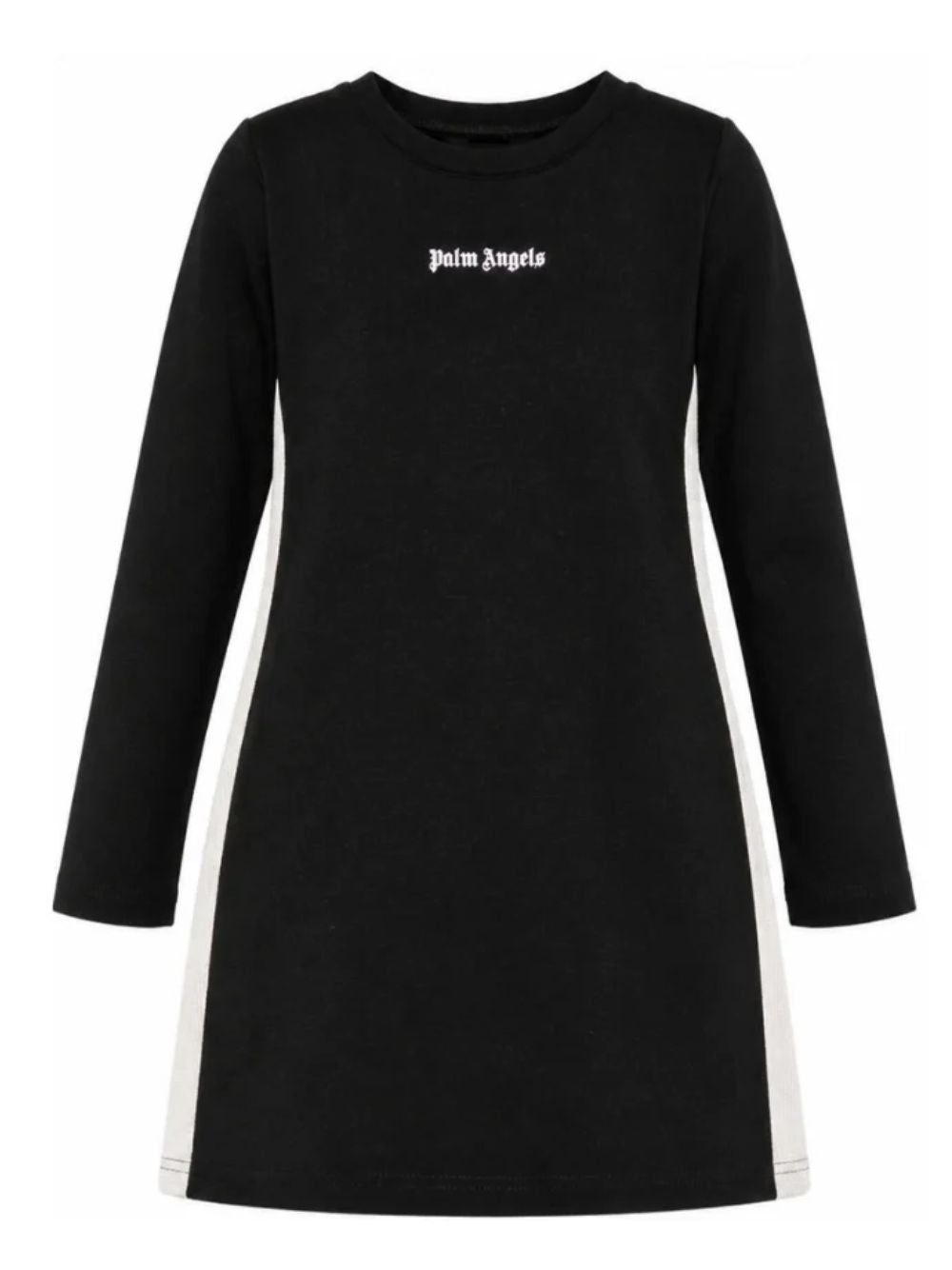 Abito per bambina Palm Angels Kids nero con stampa logo sul davanti F6PAJGDR041 110 PALM ANGELS KIDS