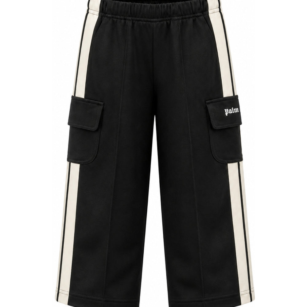 Cargo con stampa per bambina Palm Angels Kids neri con logo laterale F6PAJGFP040 110 PALM ANGELS KIDS