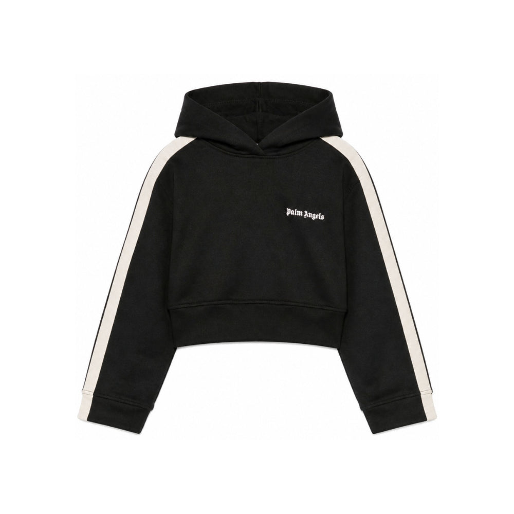 Felpa per bambina Palm Angels Kids nera con stampa logo sul davanti F6PAJGHS039 110 PALM ANGELS KIDS