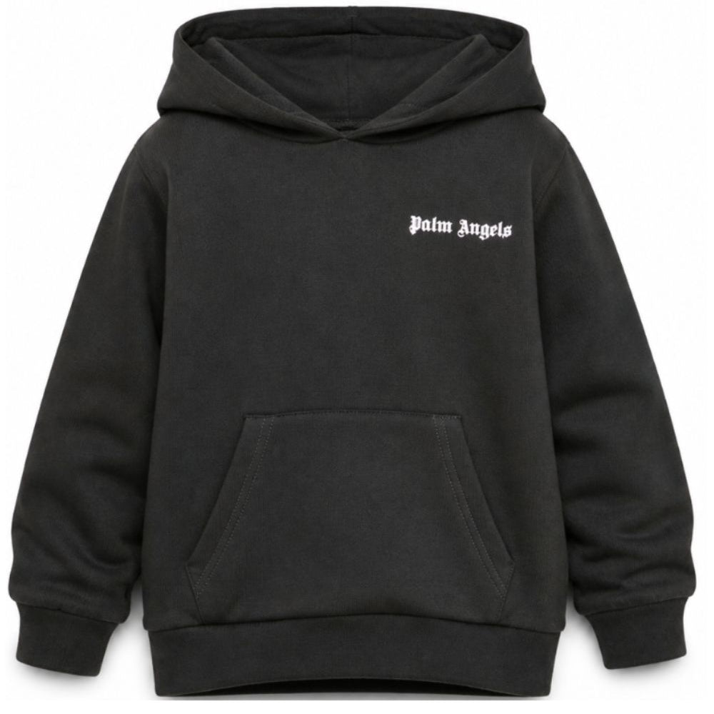 Felpa per bambina Palm Angels Kids nera con logo sul petto F6PAJGHS063 110 PALM ANGELS KIDS