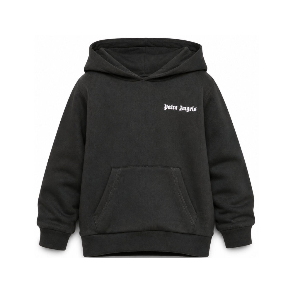 Felpa per bambina Palm Angels Kids nera con logo sul petto F6PAJGHS063 110 PALM ANGELS KIDS