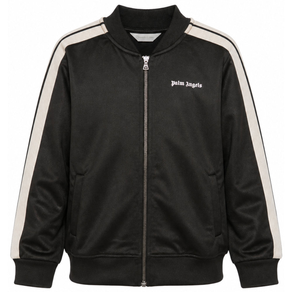 Felpa per bambina Palm Angels Kids nera con stampa logo sul davanti F6PAJGJK047 110 PALM ANGELS KIDS