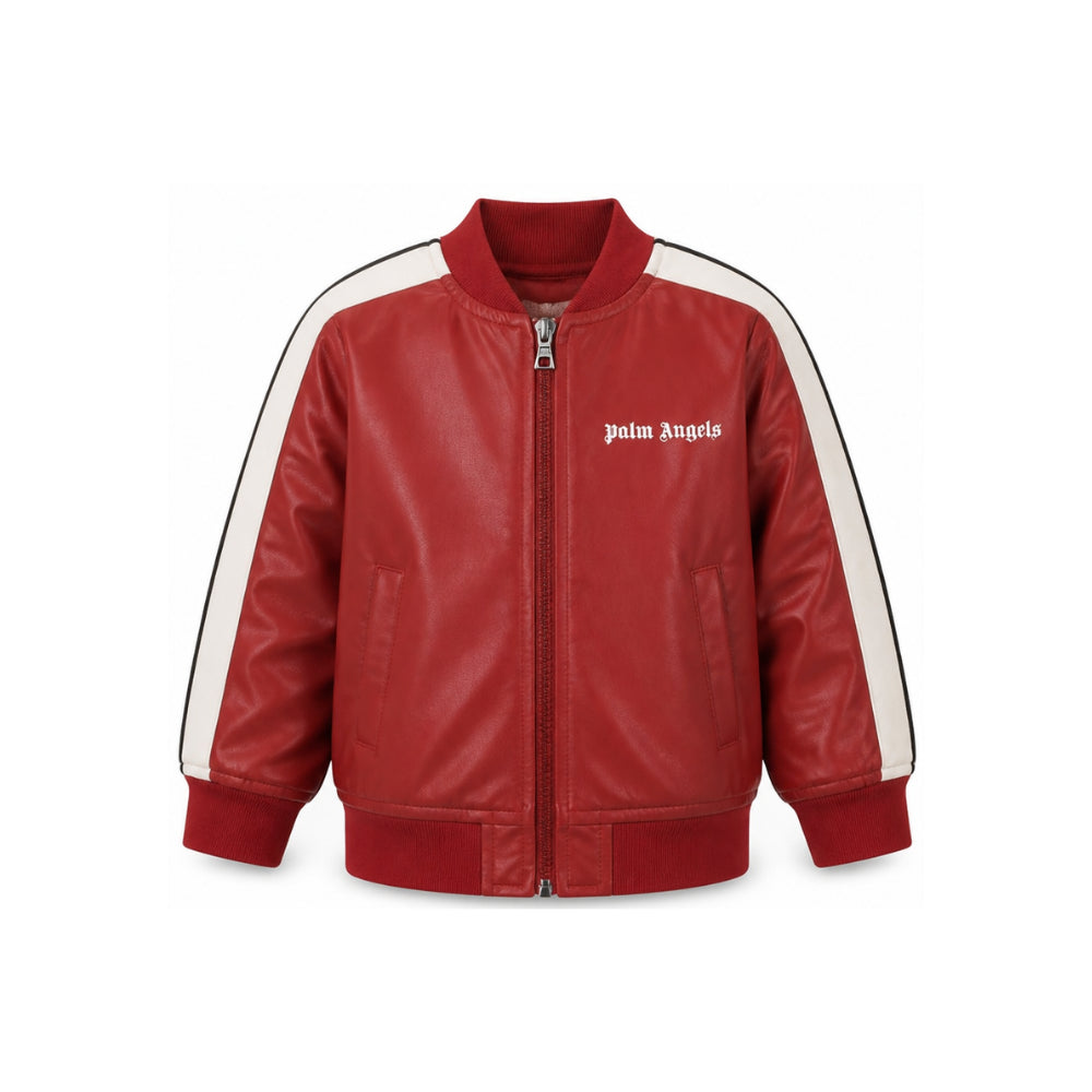 Giubbino per bambino Palm Angels Kids rosso con logo sul davanti F6PAJGJK164 402 PALM ANGELS KIDS