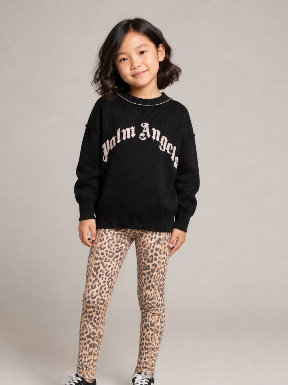 Leggings per bambina Palm Angels Kids beige con fantasia animalier F6PAJGLG126 220 PALM ANGELS KIDS