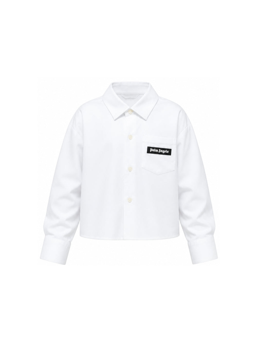 Camicia corta per bambina Palm Angels Kids bianca con patch logo F6PAJGSI168 002 PALM ANGELS KIDS