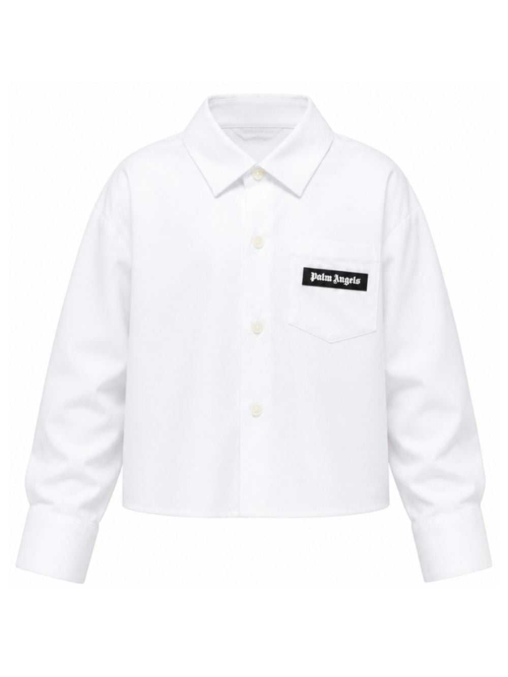 Camicia corta per bambina Palm Angels Kids bianca con patch logo F6PAJGSI168 002 PALM ANGELS KIDS