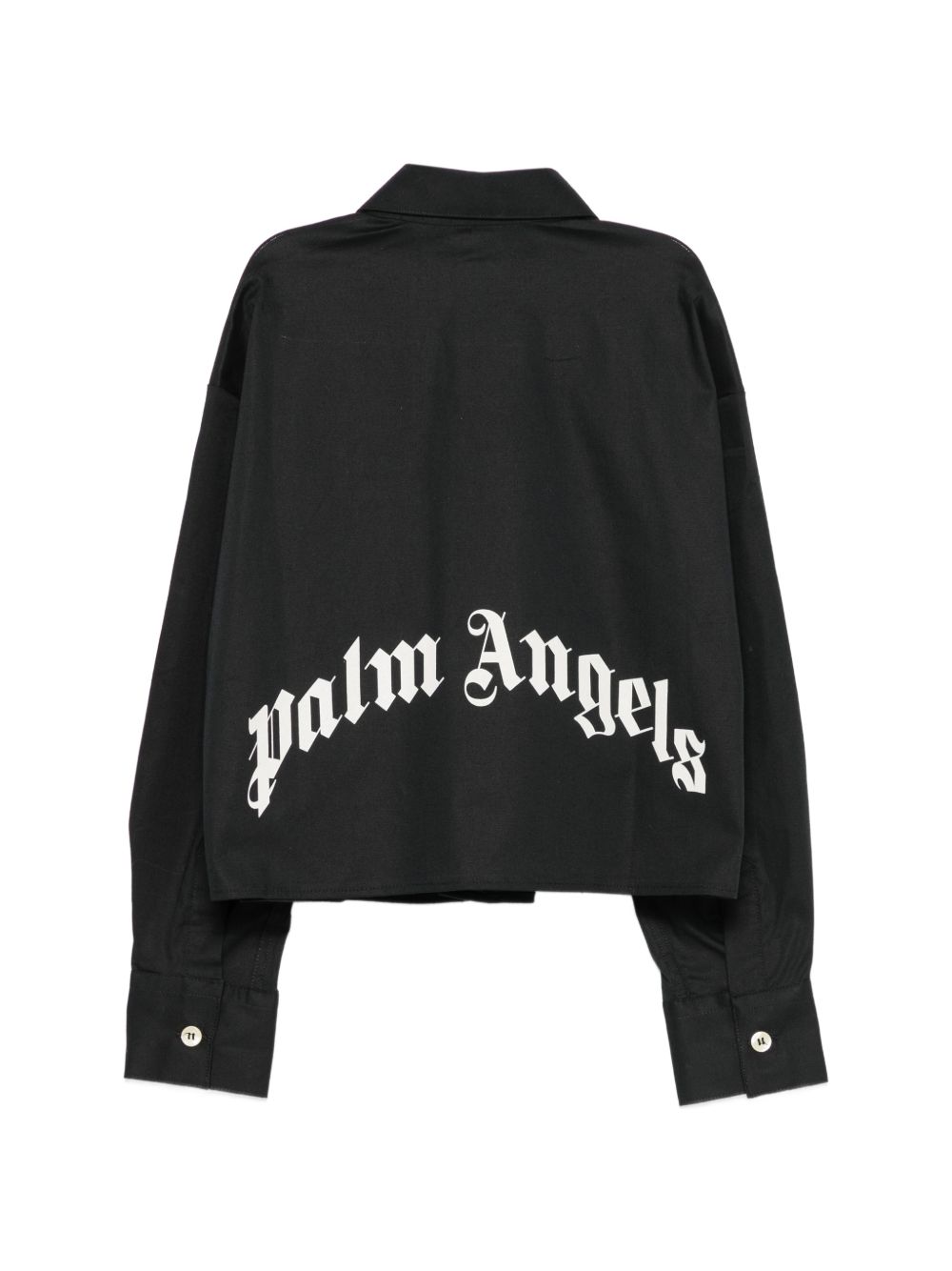 Camicia corta per bambina Palm Angels Kids nera con patch logo F6PAJGSI168 110 PALM ANGELS KIDS