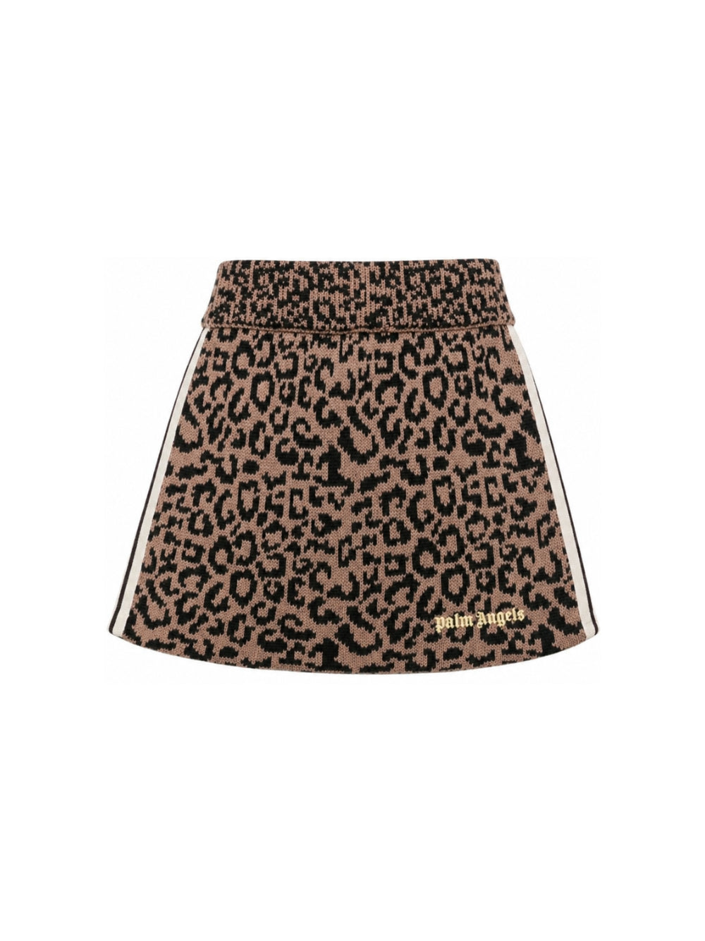 Minigonna per bambina Palm Angels Kids marone con fantasia leopardata F6PAJGSK158 220 PALM ANGELS KIDS