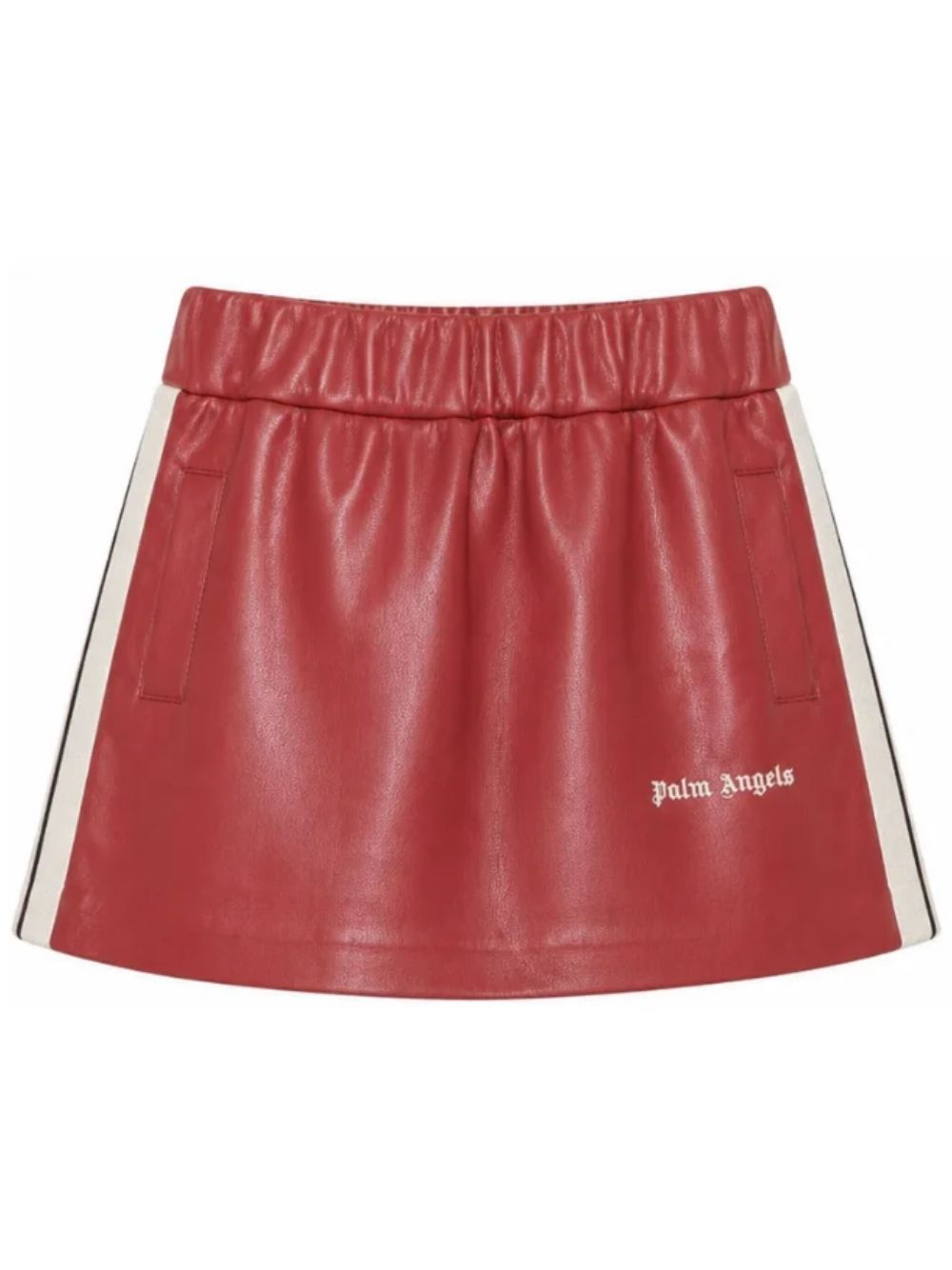 Minigonna per bambina Palm Angels rossa a righe laterali con stampa logo F6PAJGSK167 402 PALM ANGELS KIDS