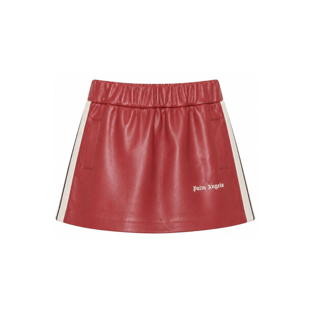 Minigonna per bambina Palm Angels rossa a righe laterali con stampa logo F6PAJGSK167 402 PALM ANGELS KIDS