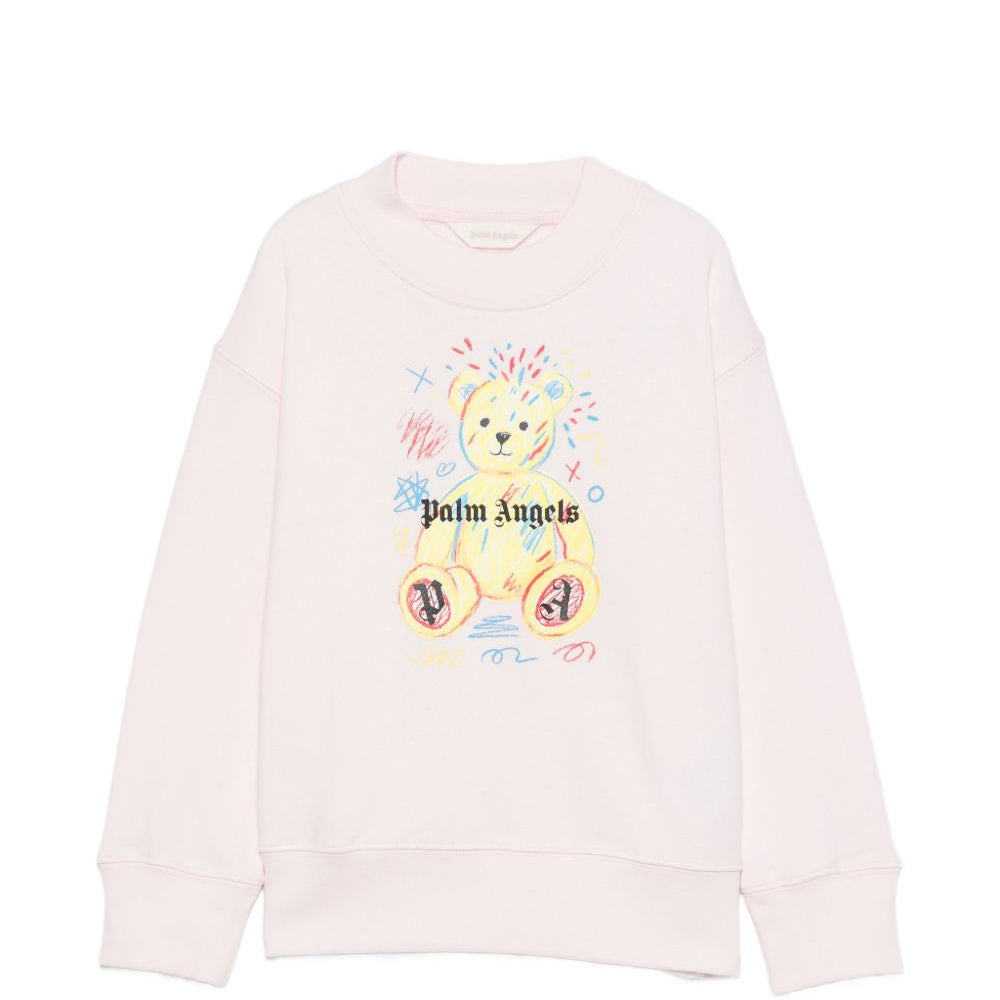 Felpa per bambina Palm Angels Kids rosa con stampa grafica F6PAJGSW080 042 PALM ANGELS KIDS