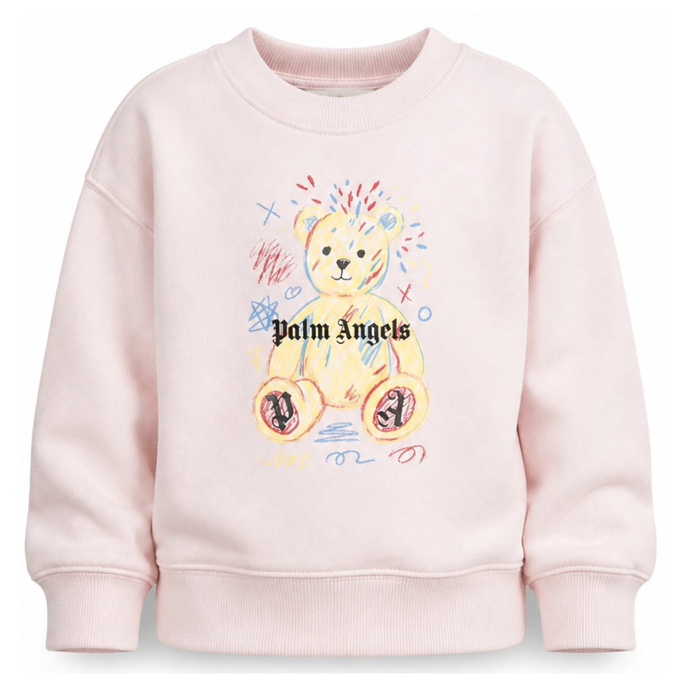 Felpa per bambina Palm Angels Kids rosa con stampa grafica F6PAJGSW080 042 PALM ANGELS KIDS