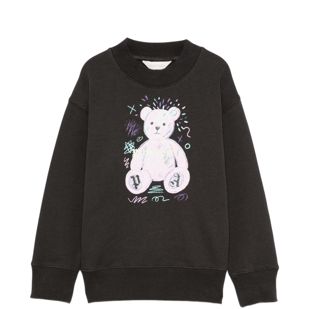 Felpa per bambina Palm Angels Kids nera con stampa grafica F6PAJGSW080 110 PALM ANGELS KIDS