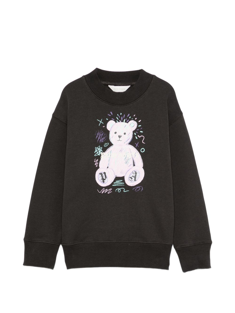 Felpa per bambina Palm Angels Kids nera con stampa grafica F6PAJGSW080 110 PALM ANGELS KIDS
