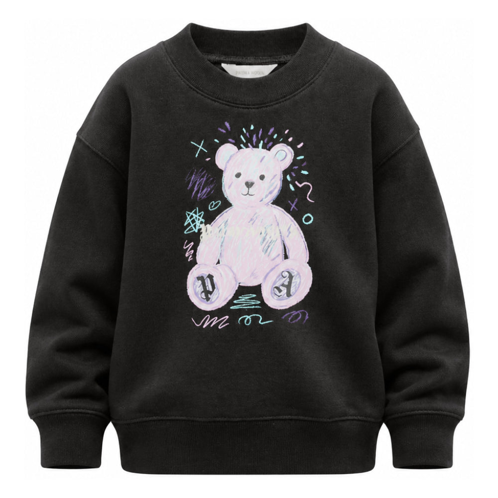 Felpa per bambina Palm Angels Kids nera con stampa grafica F6PAJGSW080 110 PALM ANGELS KIDS