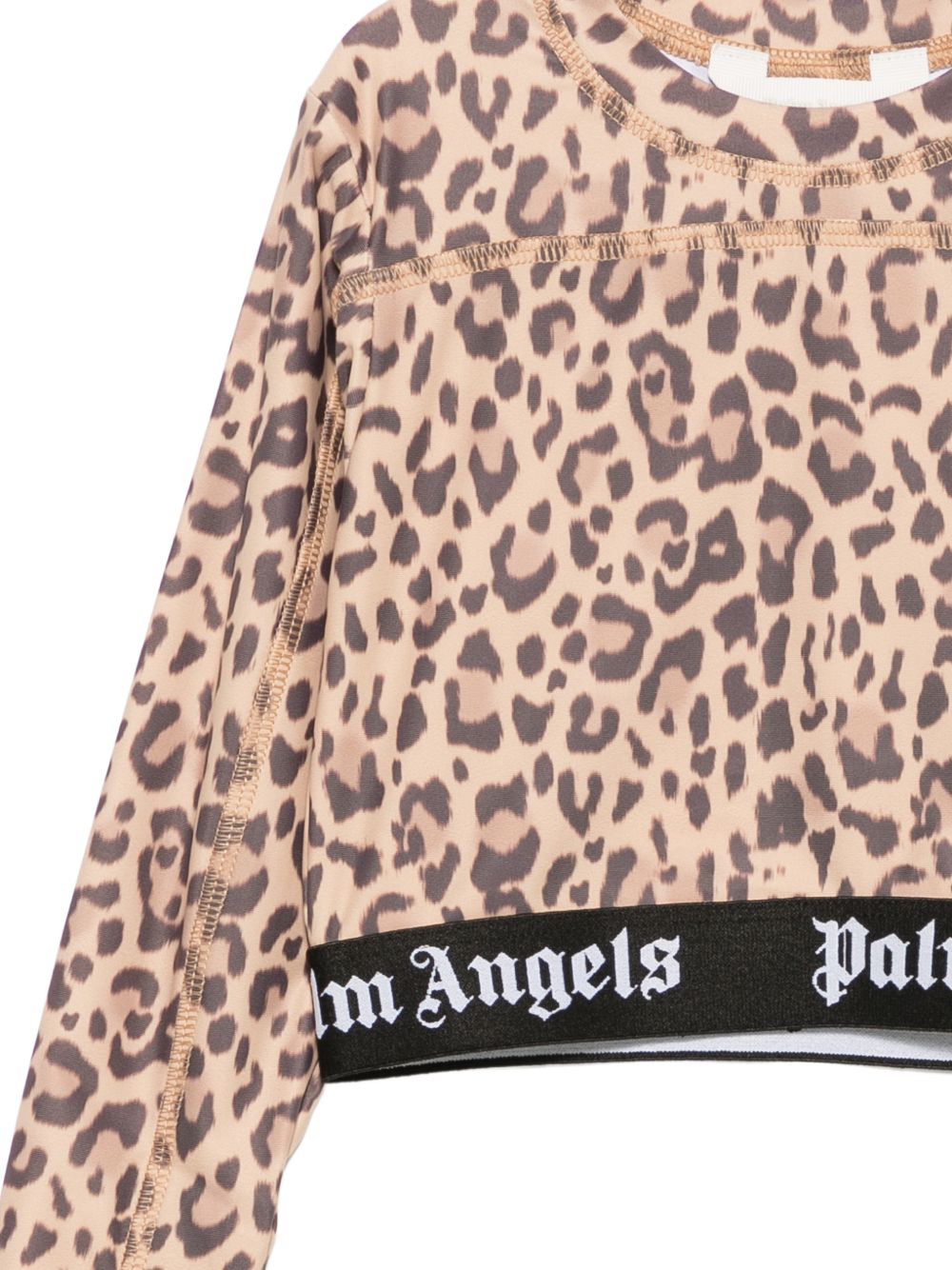T-shirt per bambina Palm Angels Kids marrone con fascia elasticizzata con logo F6PAJGTH124 220 PALM ANGELS KIDS