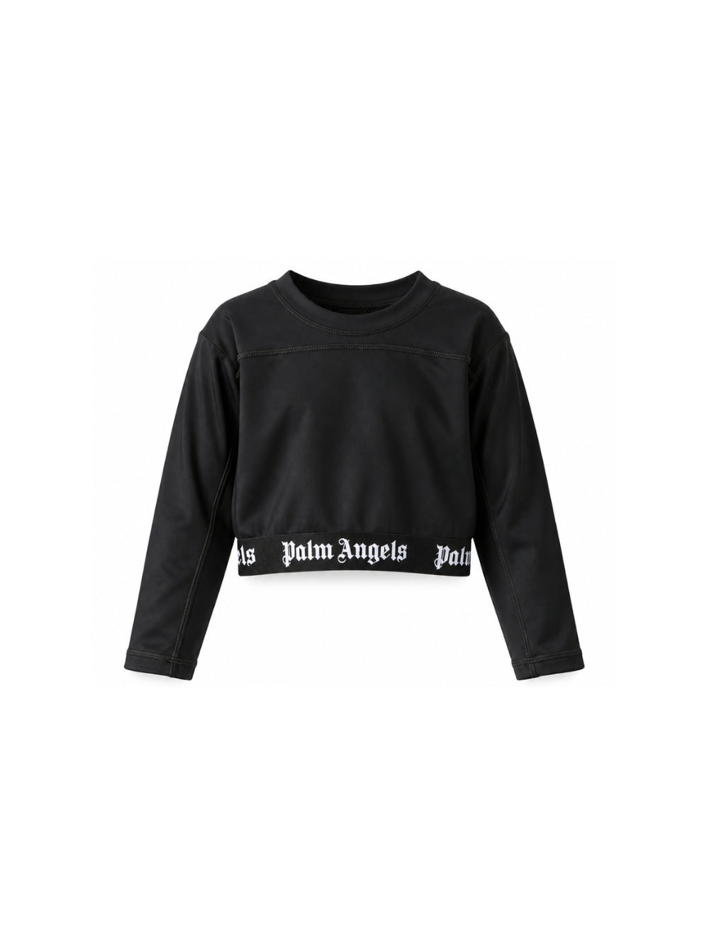T-shirt per bambina Palm Anegels Kids nera con fascia elasticizzata con logo F6PAJGTH125 110 PALM ANGELS KIDS