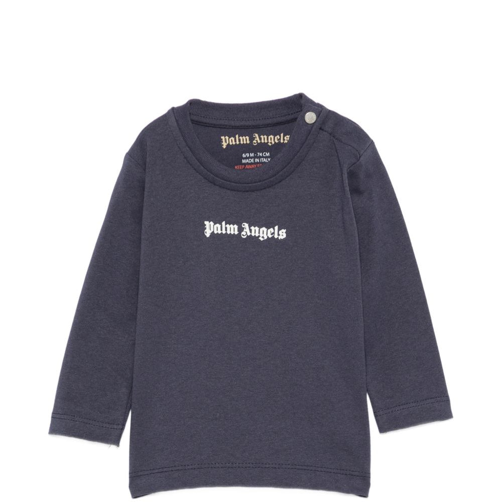 T-shirt a maniche lunghe per neonato Palm Angels Kids blu con logo F6PANBTH179 1528 PALM ANGELS KIDS