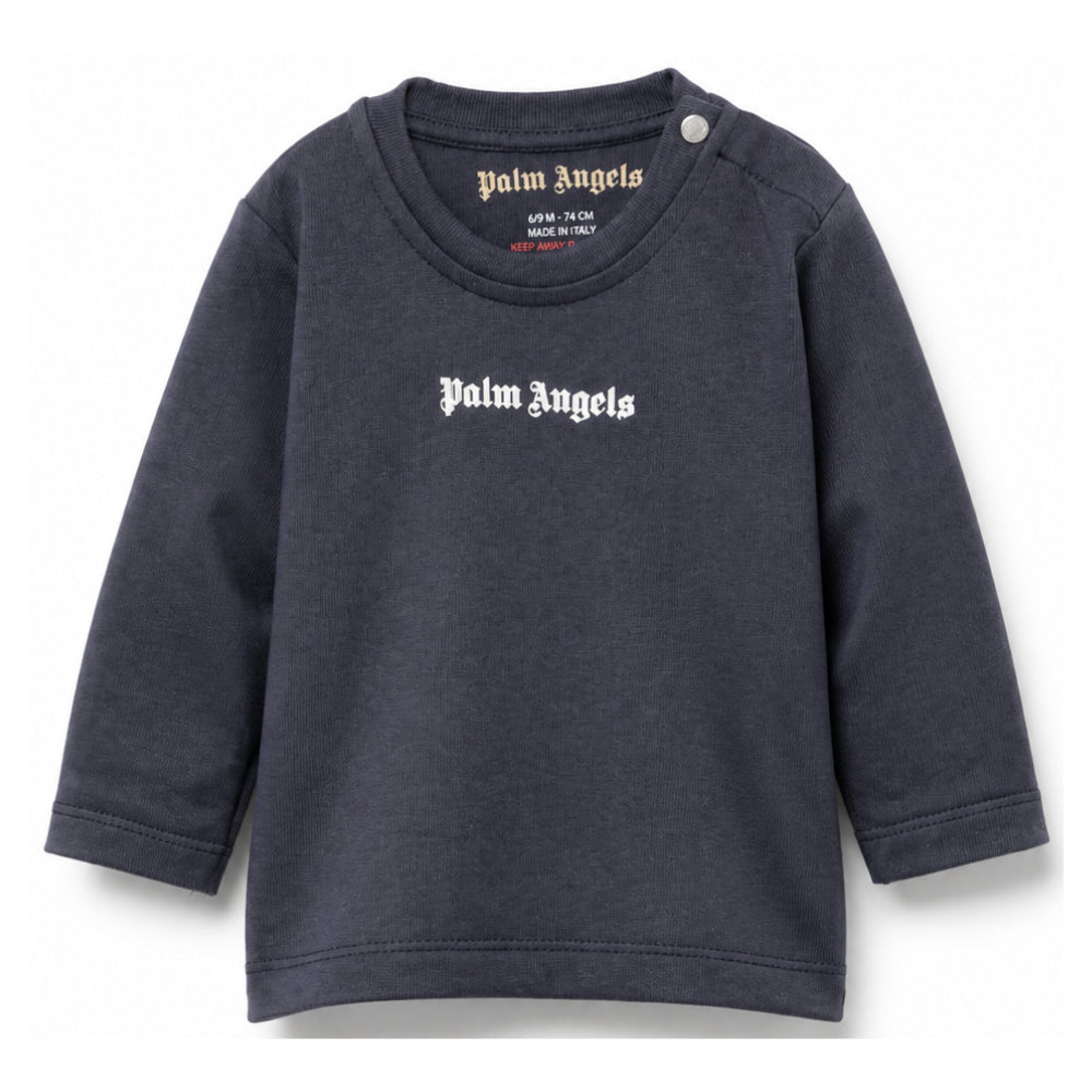 T-shirt a maniche lunghe per neonato Palm Angels Kids blu con logo F6PANBTH179 1528 PALM ANGELS KIDS