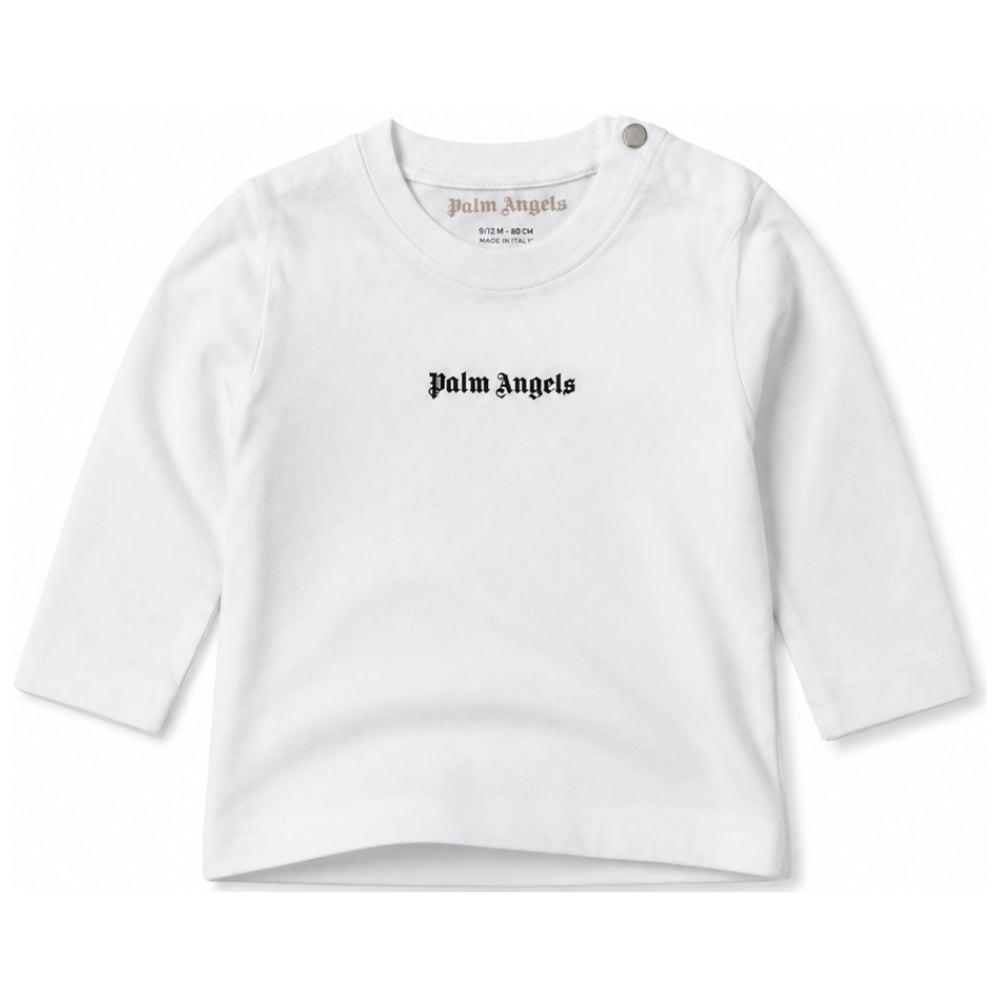 T-shirt a maniche lunghe per neonato Palm Angels Kids bianca con logo F6PANBTH179 412 PALM ANGELS KIDS
