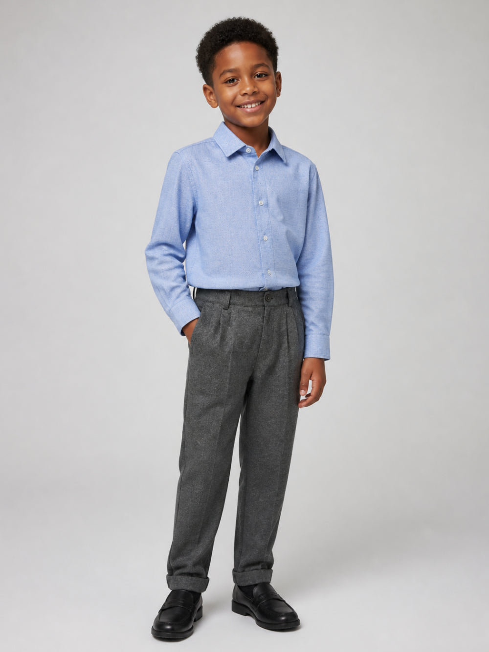 Pantaloni per bambino Paolo Pecora Kids grigi con dettagli a pieghe PP4422 GRIGM PAOLO PECORA KIDS
