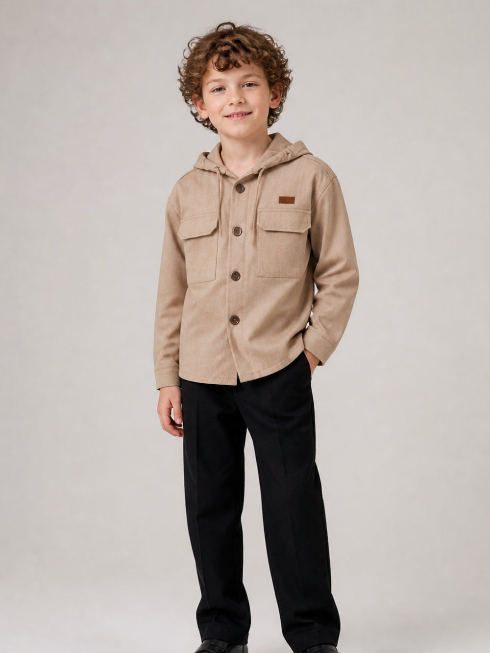 Pantaloni per bambino Paolo Pecora Kids neri con dettagli a pieghe PP4422 NERO PAOLO PECORA KIDS