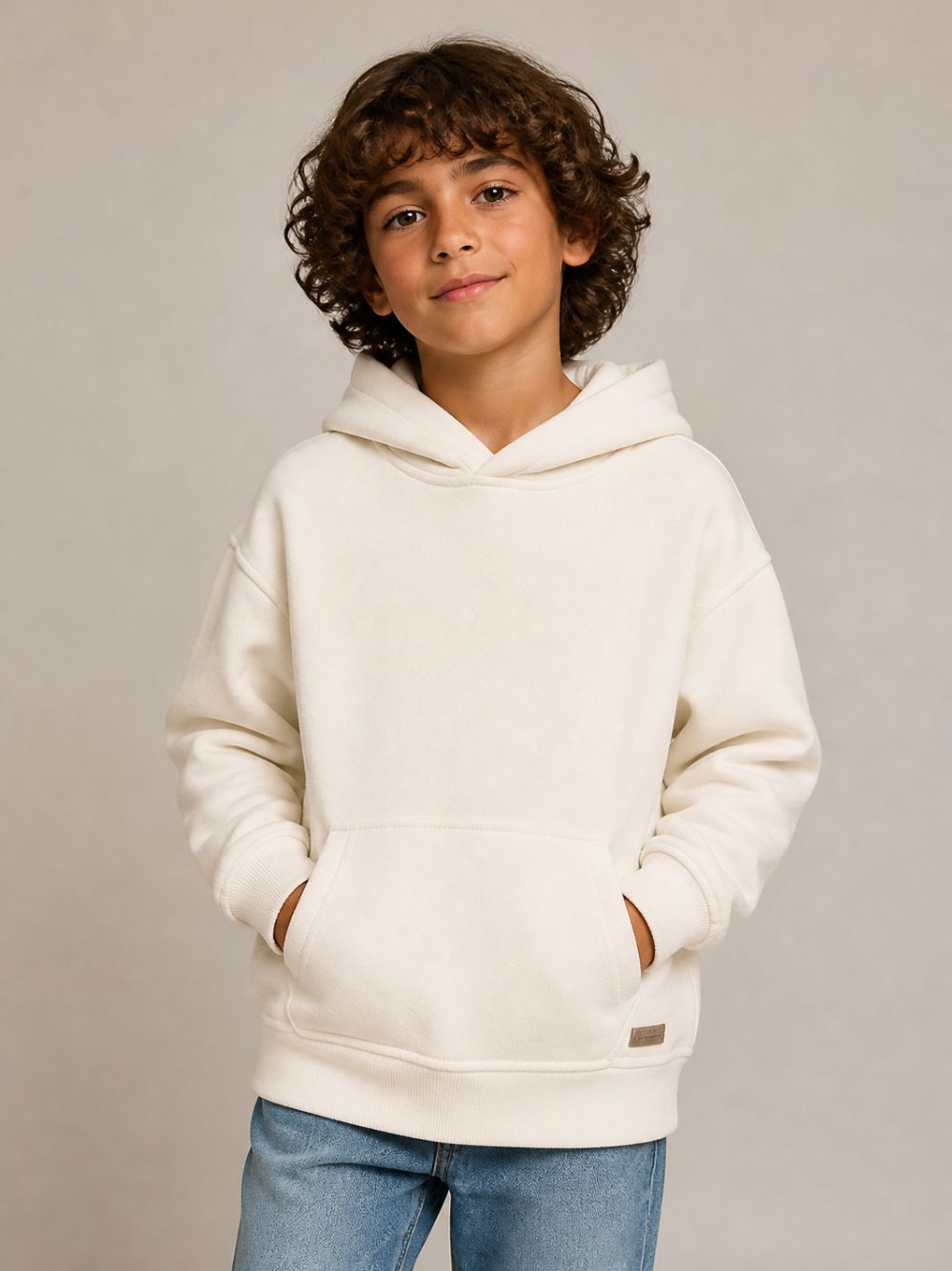 Felpa per bambino Paolo Pecora Kids bianca con texture in pile PP4431 LATTE PAOLO PECORA KIDS