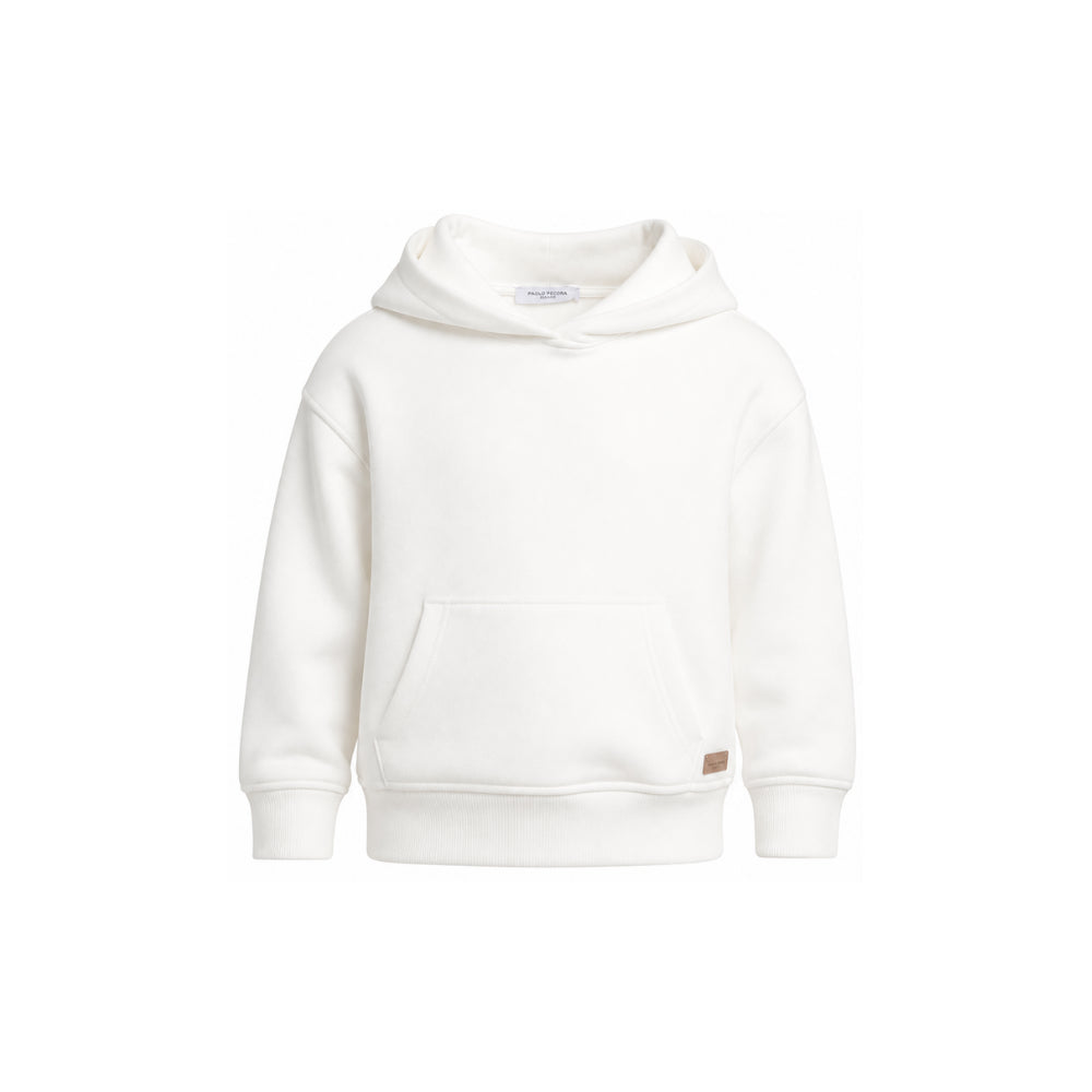 Felpa per bambino Paolo Pecora Kids bianco con tasca a marsupio PP4432 LATTE PAOLO PECORA KIDS