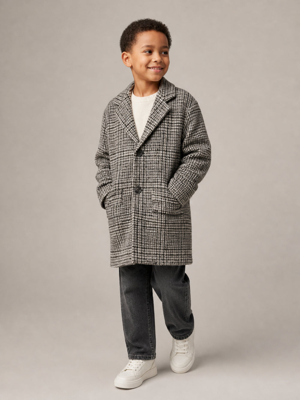 Cappotto per bambino Paolo Pecora Kids grigio con motivo a quadri PP4491 GRIGI PAOLO PECORA KIDS