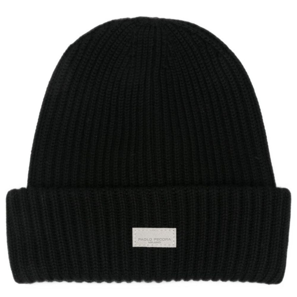 Berretto per bambino Paolo Pecora Kids nero con patch logo sul davanti PP4507 NERO PAOLO PECORA KIDS