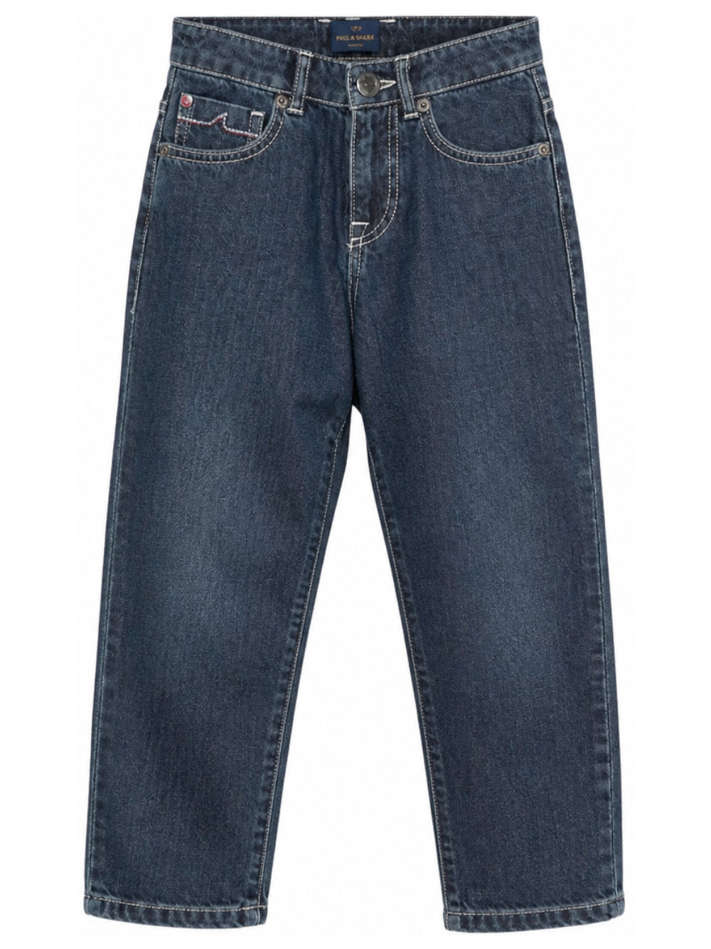 Jeans per bambino Paul & Shark Kids blu con cuciture a contrasto WMP00BL0E49 40086 PAUL & SHARK KIDS