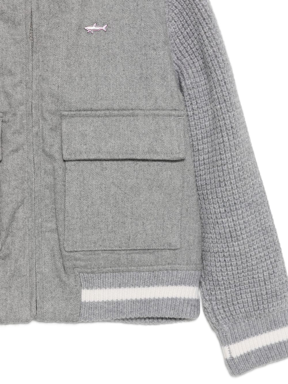 Giubbino in waffle per bambino Paul & Shark Junior grigio con logo WUS014LZA26 60901 PAUL & SHARK KIDS