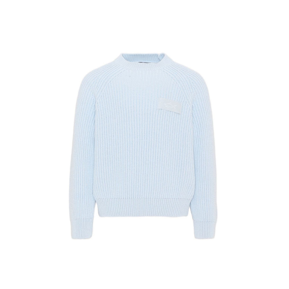 Maglione per bambino Paul & Shark Kids azzurro con applicazione logo WUW008LHE43 40705 PAUL & SHARK KIDS