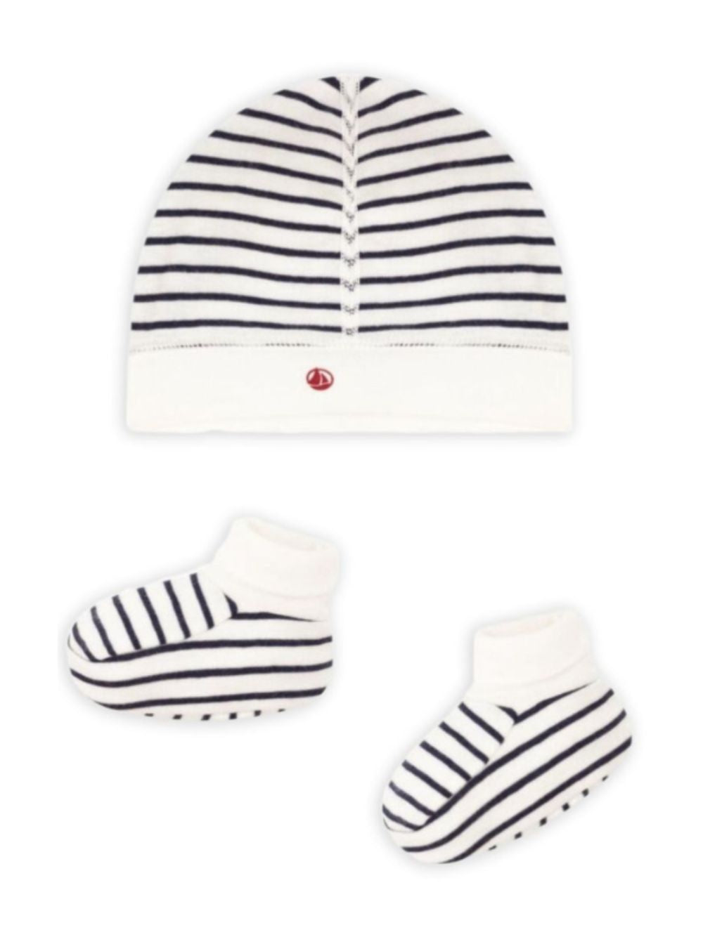 Set cappellino e babbucce per neonati Petit Bateau Kids con design a righe A0ARY 00 PETIT BATEAU KIDS